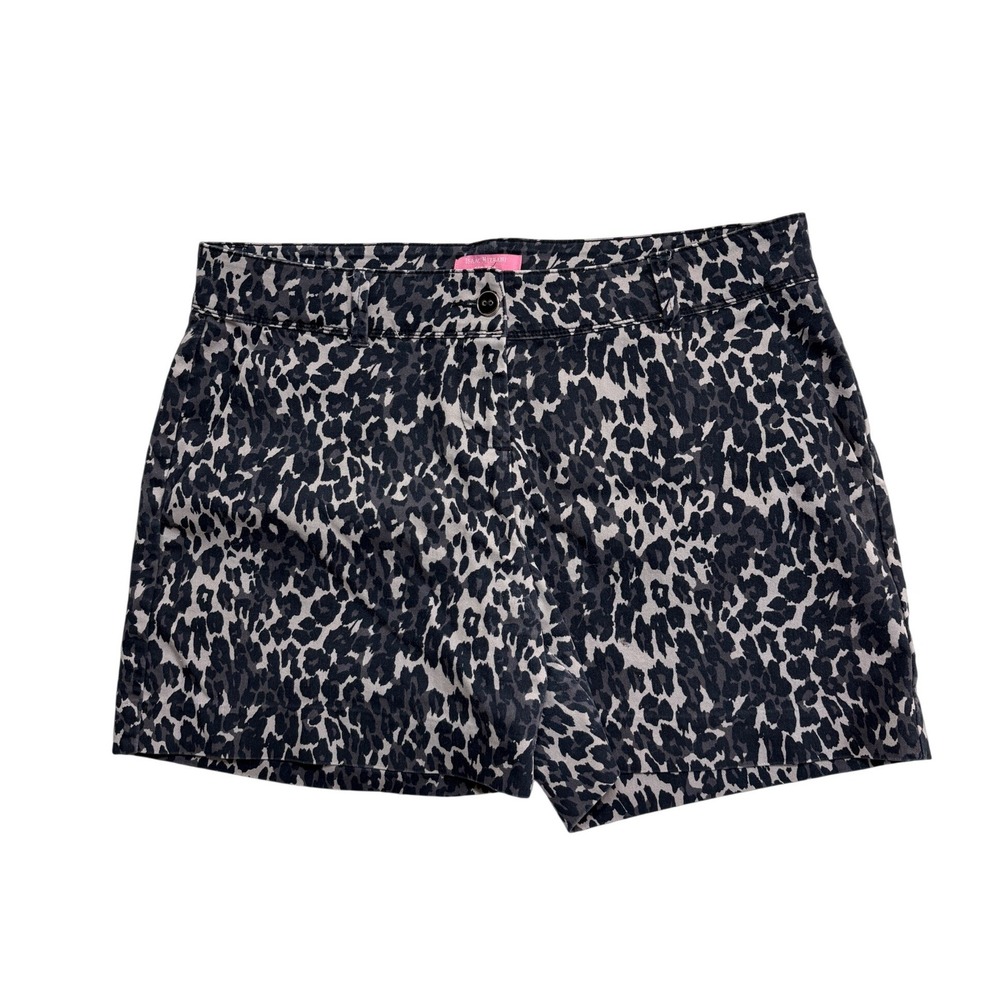 Isaac Mizrahi Shorts Womens 12‎ Black Gray Leopard Print Stretch JLS0652S